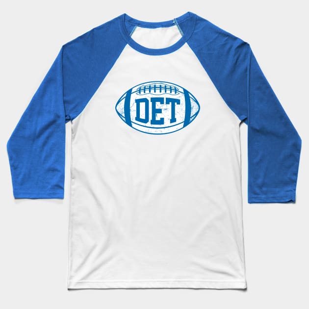 DET Retro Football - Blue Baseball T-Shirt by KFig21